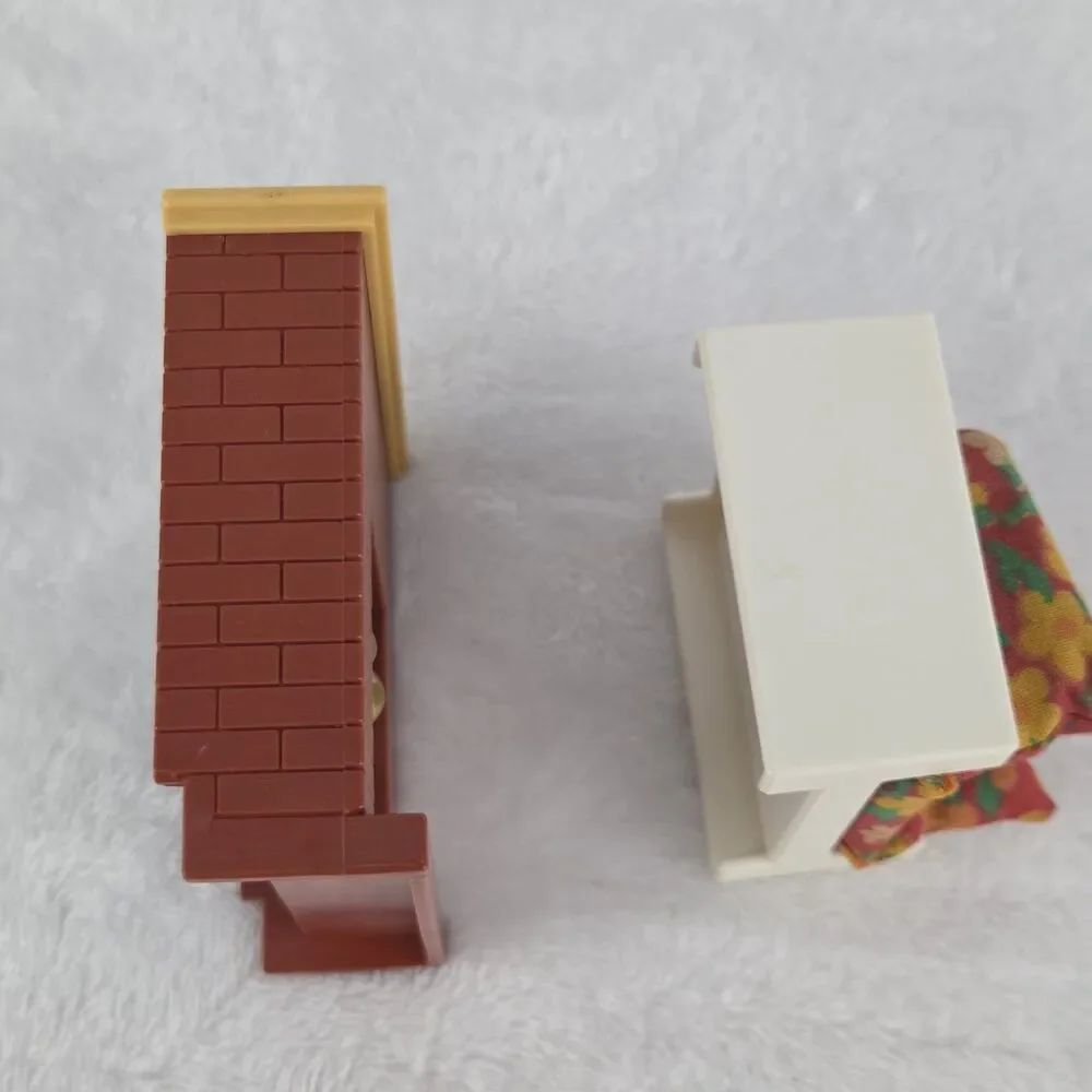 Vintage 1970s Fisher Price Dollhouse Fireplace Chair Living Room Set Fast Ship